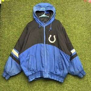 Vintage Indianapolis Colts Logo 7 Puffer Jacket Mens Large Full Zip Game Day NFL